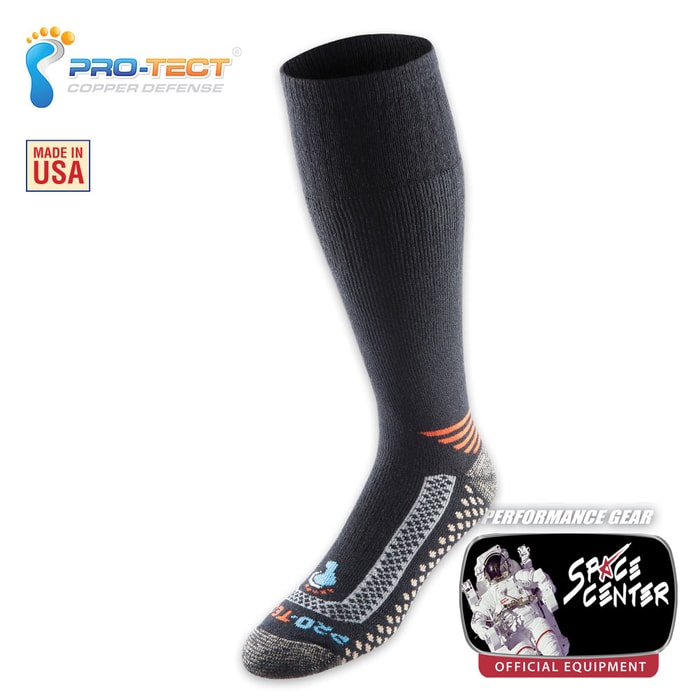 Pro-Tect Foot Defense Over The Calf Sock - Black And Orange