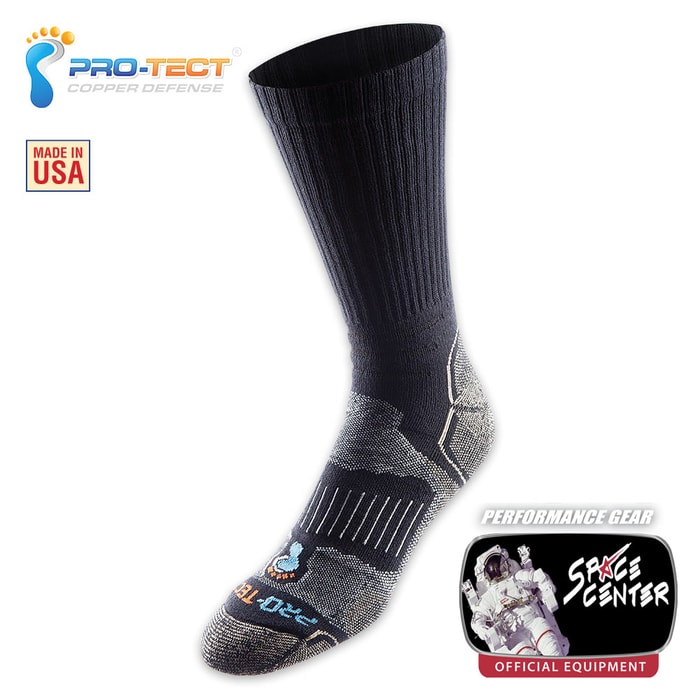 Pro-Tect Foot Defense Hiker Crew Sock - Black And Natural