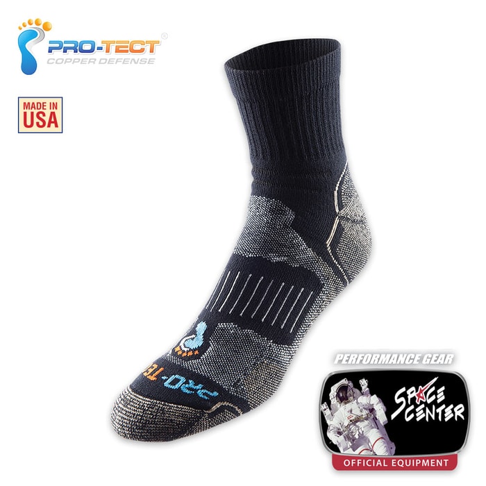 Pro-Tect Foot Defense Hiker Quarter Socks - Black And Natural