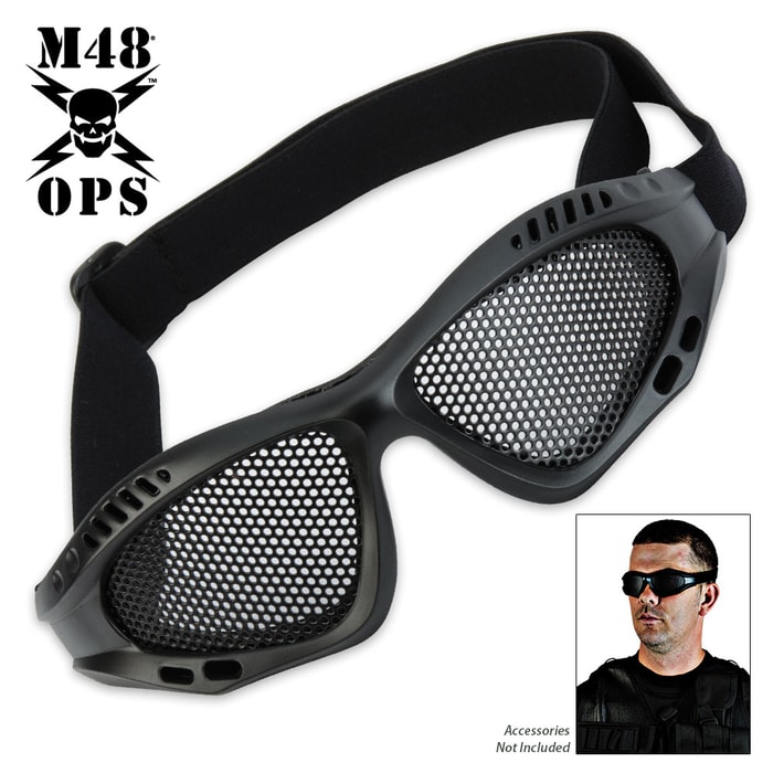 M48 OPS Military Tactical Mesh Goggles Black