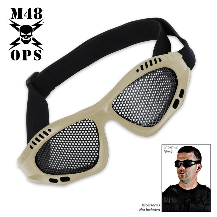 M48 Gear Military Tactical Mesh Goggles Tan