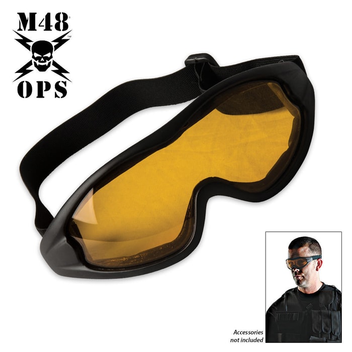 M48 Gear Military Tactical Anti Fog Shatterproof Goggles Yellow