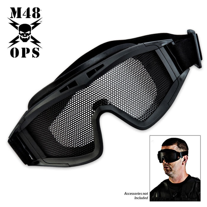 M48 Ops Military Tactical Mesh Goggle Black