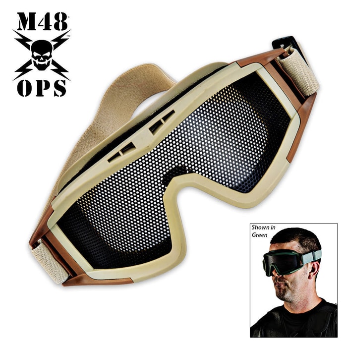 M48 Ops Military Tactical Mesh Goggle Tan