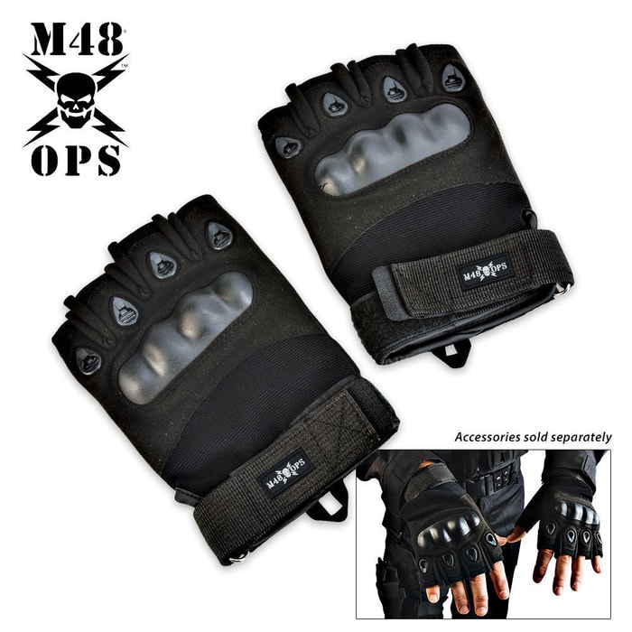 M48 OPS - XL - Tactical Law Enforcement Half Finger Glove Black
