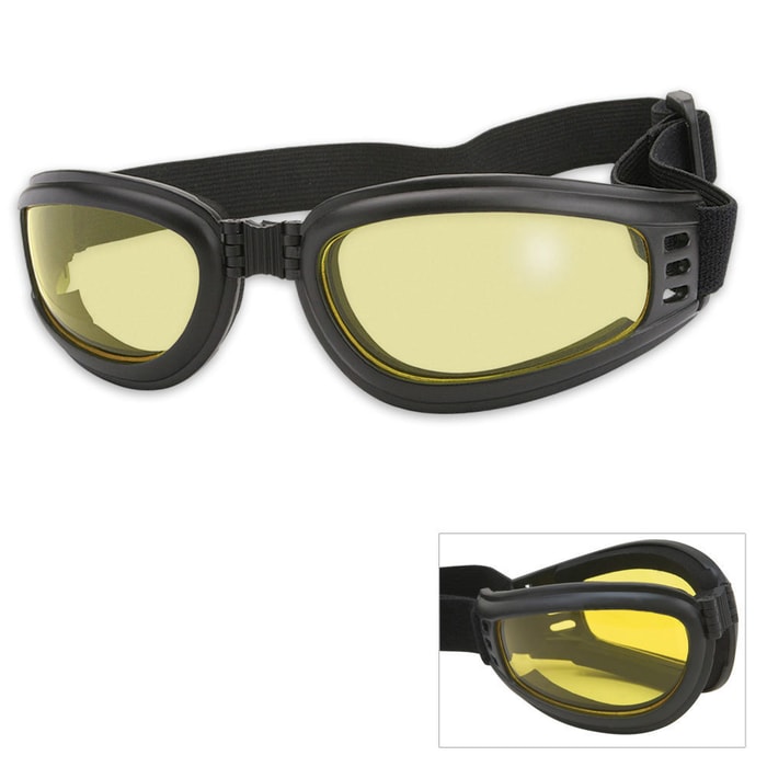 Folding Tactical Goggles Yellow Lens