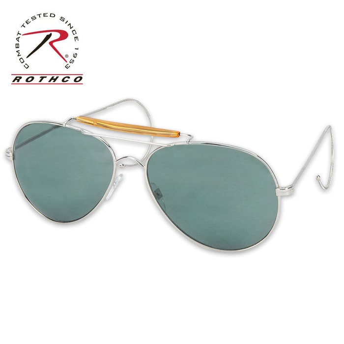 Aviator Style Sunglasses, Green Lens