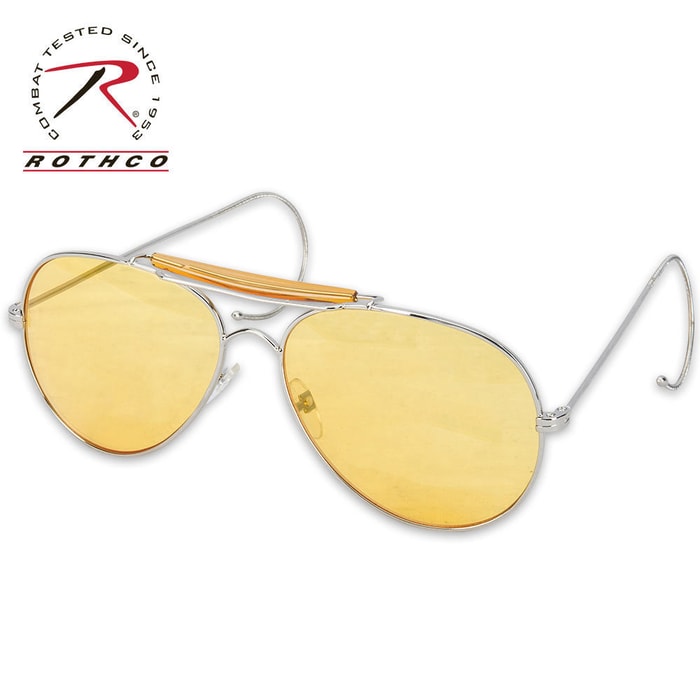 Aviator Style Sunglasses, Yellow Lens