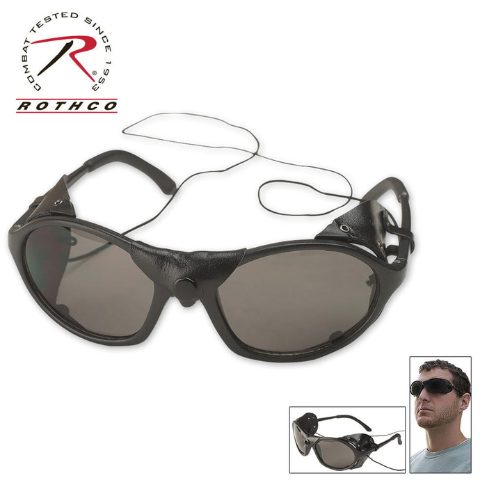 Black Tactical Sunglasses With Wind Guard (Glacier Glasses)