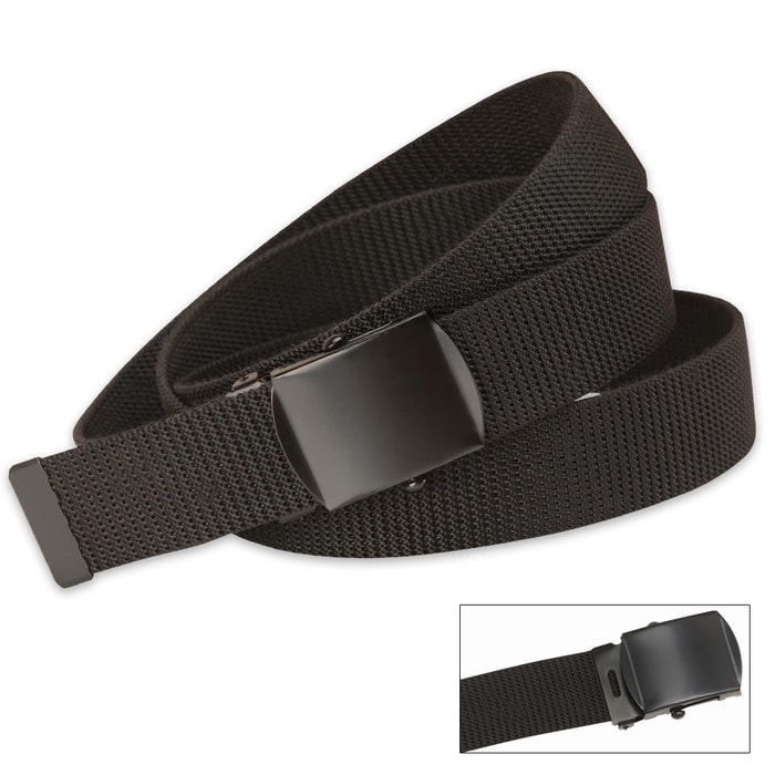 Black Nylon Web Belt With Black Buckle