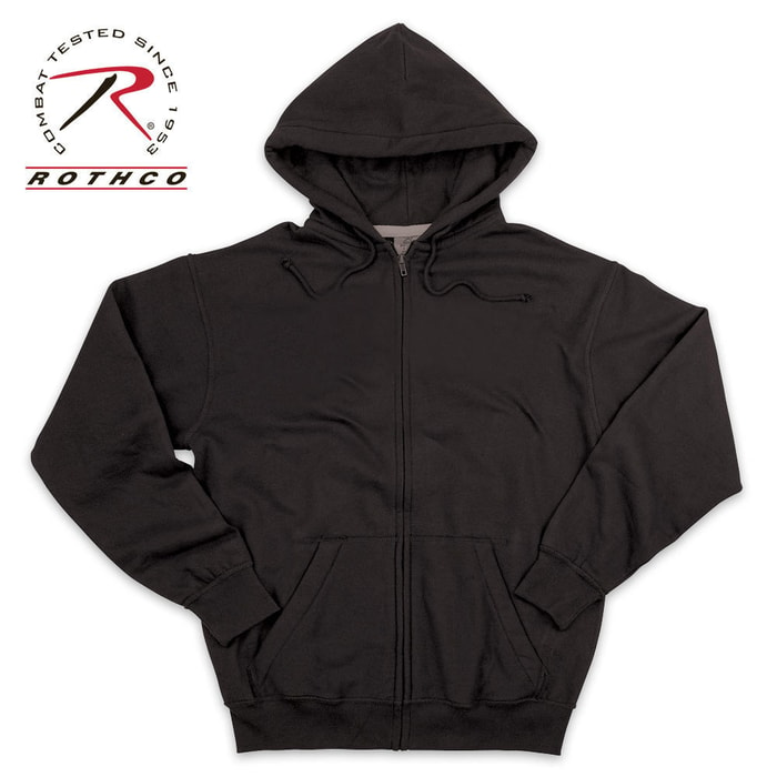 Thermal Lined Zipper Sweatshirt Black