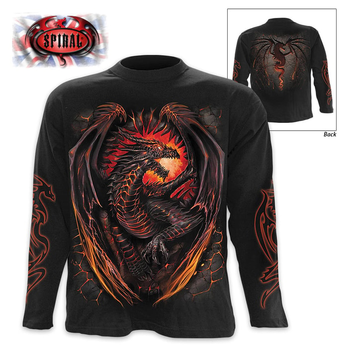 Black Dragon Furnace Wrap - Allover T-Shirt Long-Sleeve