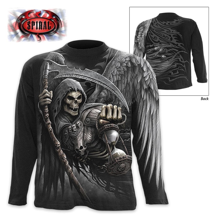 Black Death Angel Wrap - Allover T-Shirt Long-Sleeve