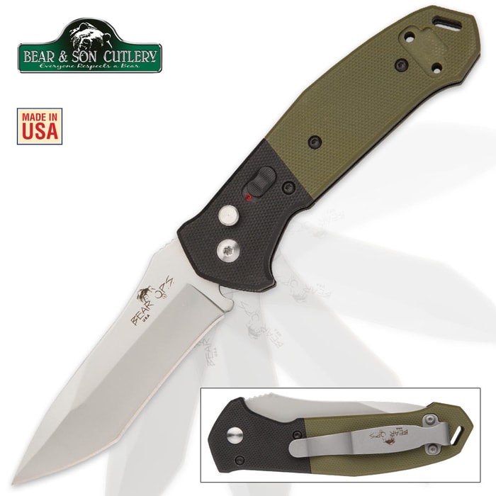 Bear Bold Action Pocket Knife - OD Green G10 Handle