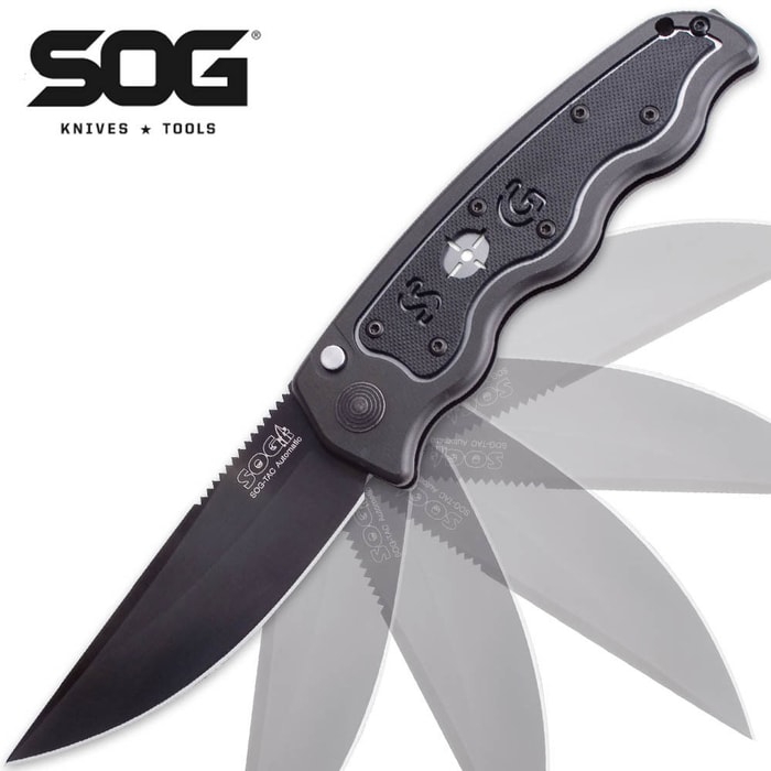 SOG Tac Automatic Knife Black TiNi 8"