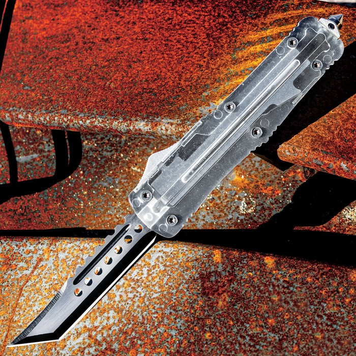 Transparent OTF Automatic Knife And Sheath Stainless