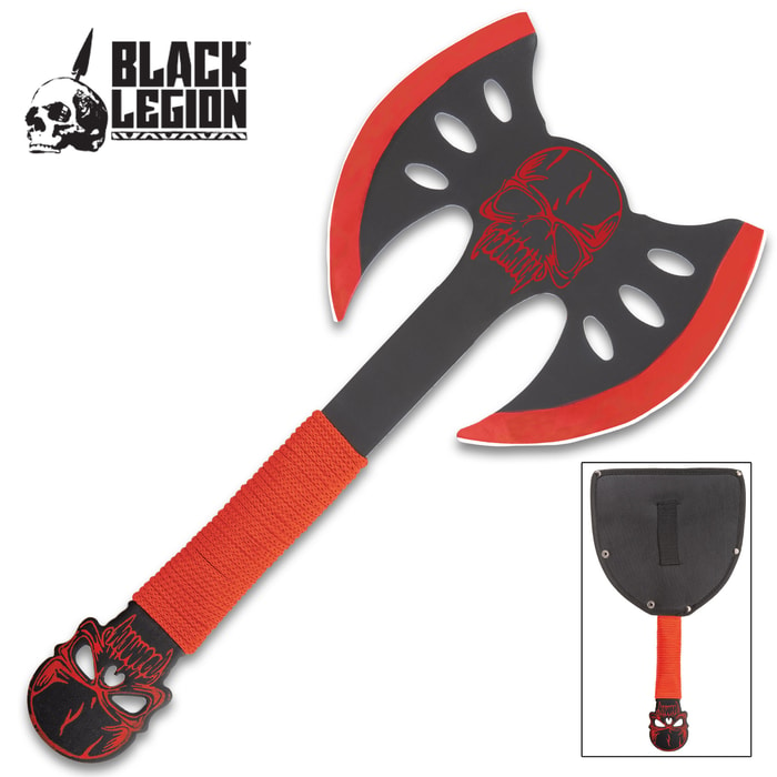 Black Legion Double Head Punisher Axe With Sheath