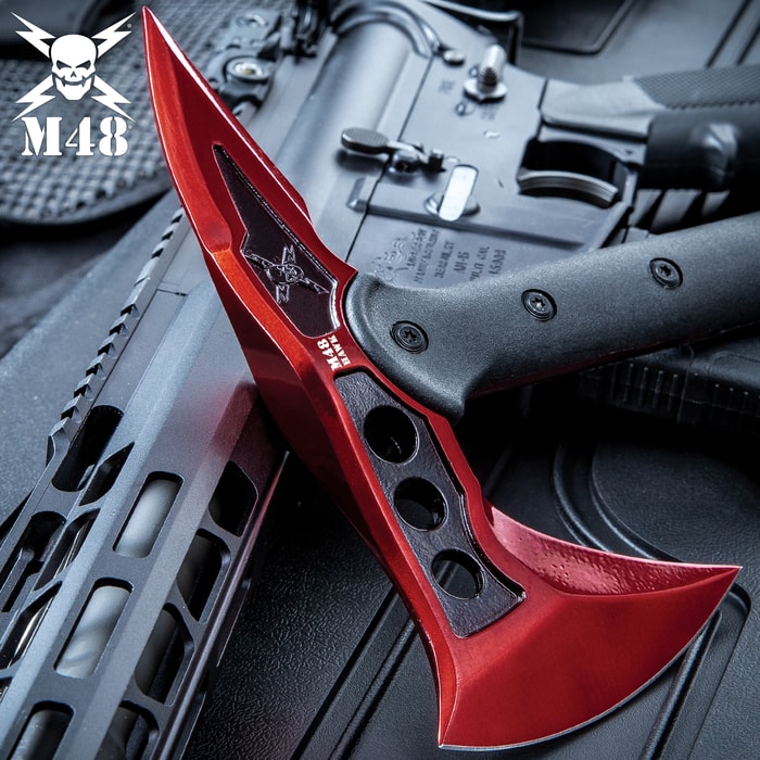 M48 Cardinal Sin Tactical Tomahawk Axe With Snap-On M48 Sheath - Hawk Axe, Cast Stainless Steel Blade, Fiberglass Handle - Length 15”