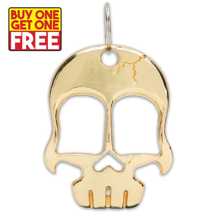 You get two Skull Head Brass Paperweights with BOGO.