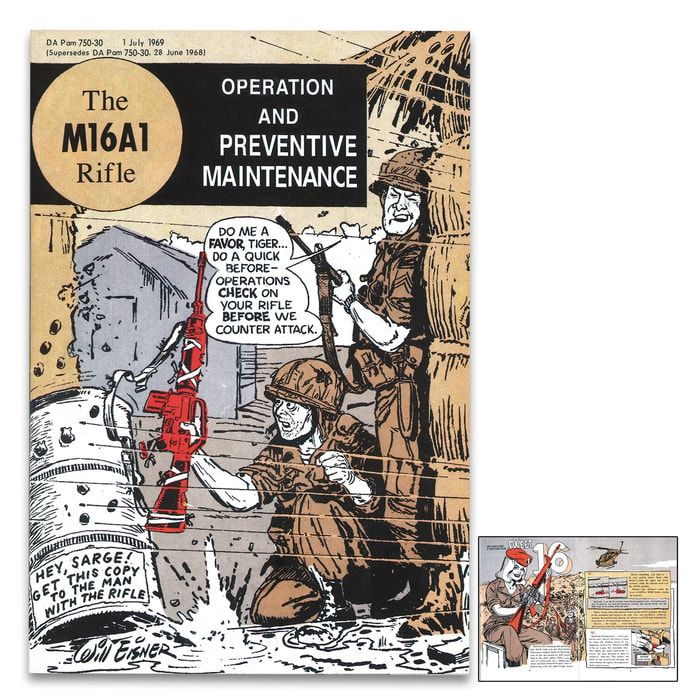 Vietnam Comic Book M16 Rifle Instructions - Full Color Illustrations, 30 Pages, Operation And Maintenance Guide - Dimensions 5”x 7”