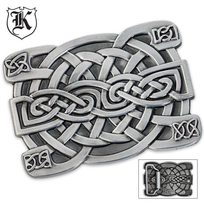 Celtic Knot Rectangular Zinc Alloy Belt Buckle Large