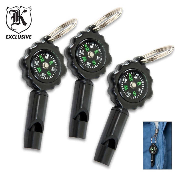 Compass Keyring Pack of 3