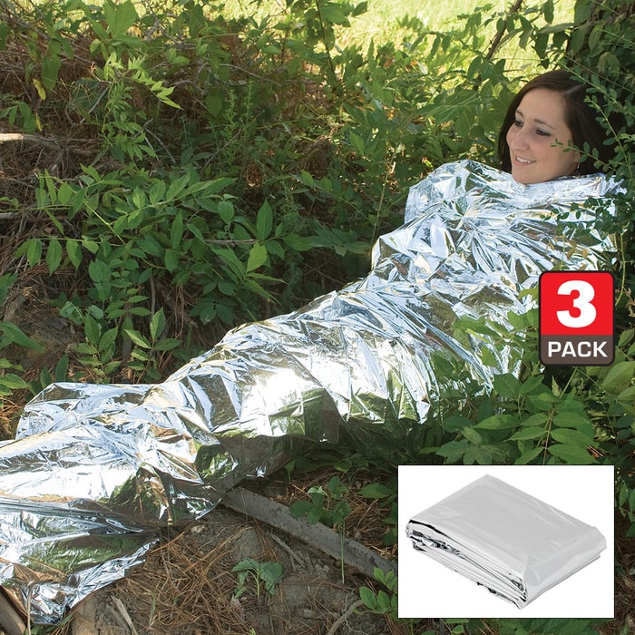Emergency Survival Sleeping Blanket - Three-Pack