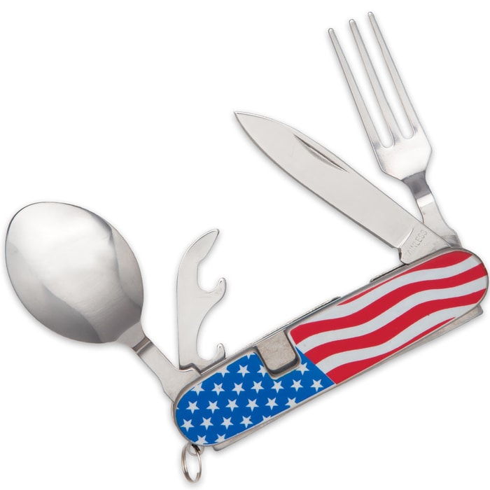 American Flag Camp Dining Utensil Tool