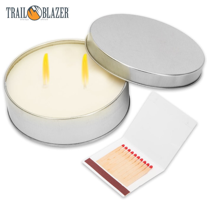 Trailblazer Two-Wick Emergency Candle And Matches - 3”