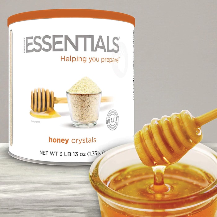 Emergency Essentials Honey Crystals can be used in the crystal form or reconstituted into the smooth honey form