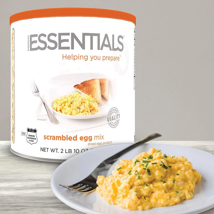 Emergency Essentials Scrambled Egg Mix can be used in place of whole eggs