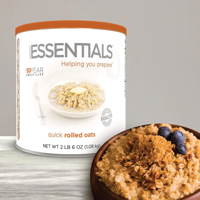 Shows the Emergency Essentials Quick Oats ready-to-eat