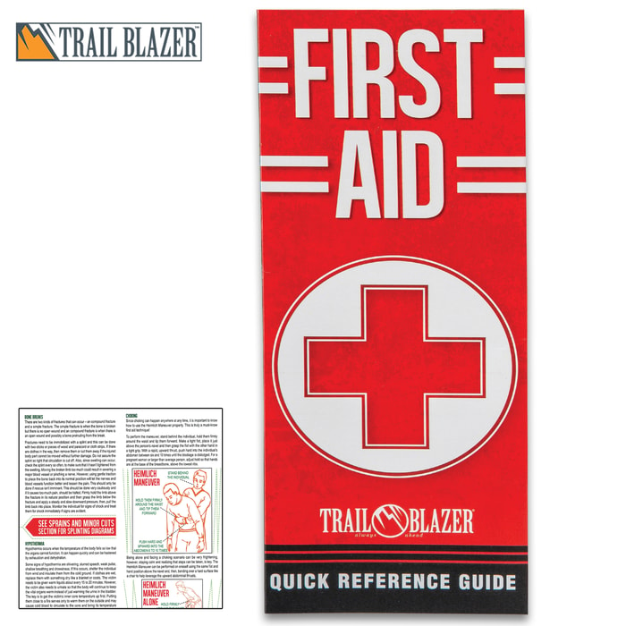 Trailblazer First Aid Quick Reference Guide - Compact Folding Guide, Laminated, Detailed Illustrations, Easy-To-Follow Instructions