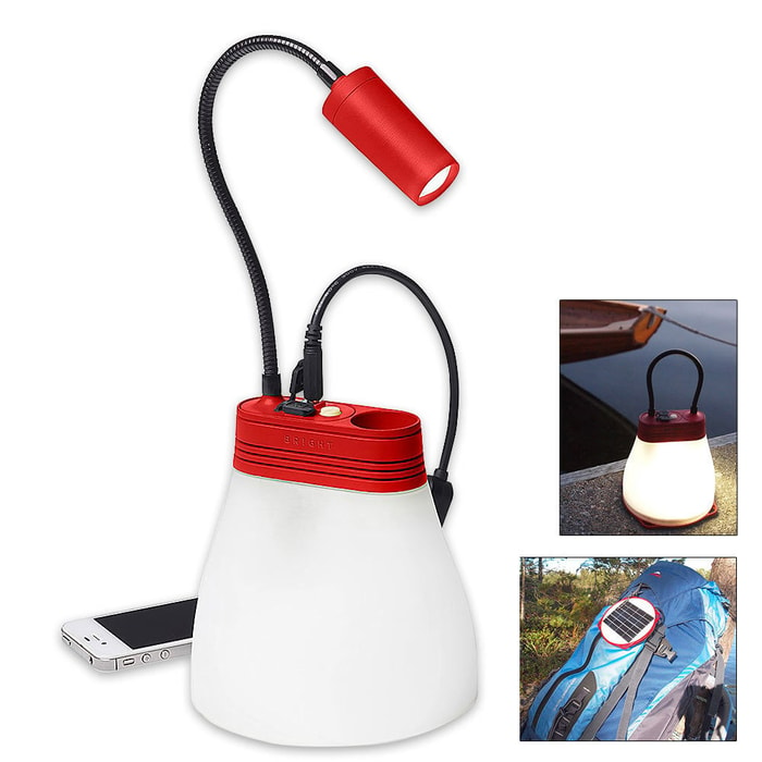 SunBell Solar Lamp & Emergency Cell Phone Charger Red