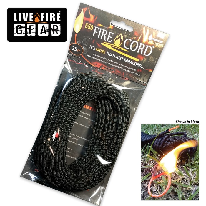 Live Fire 550 FireCord - Black 25 Ft.