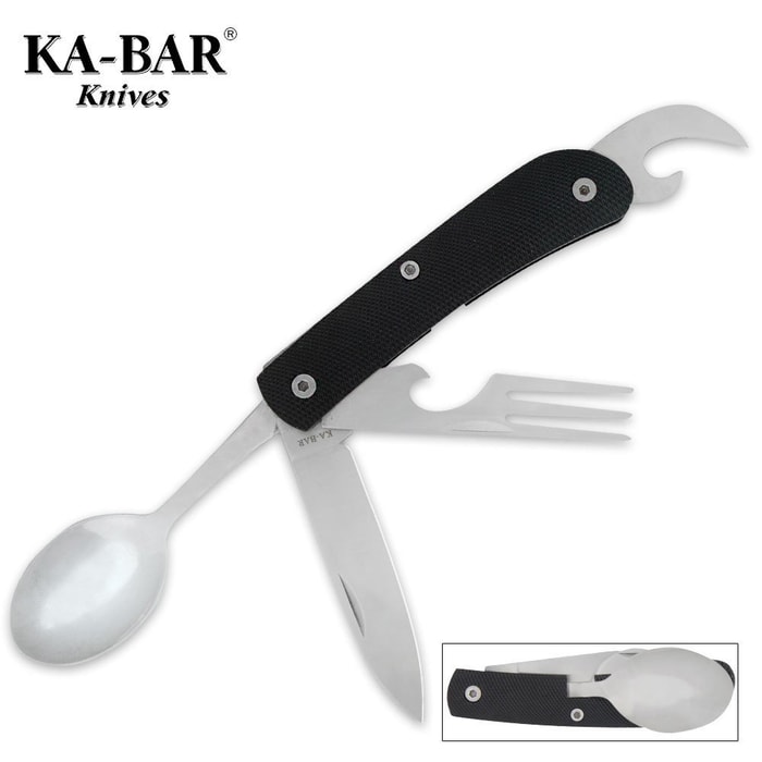Kabar Hobo Stainless Fork/Knife/Spoon Black