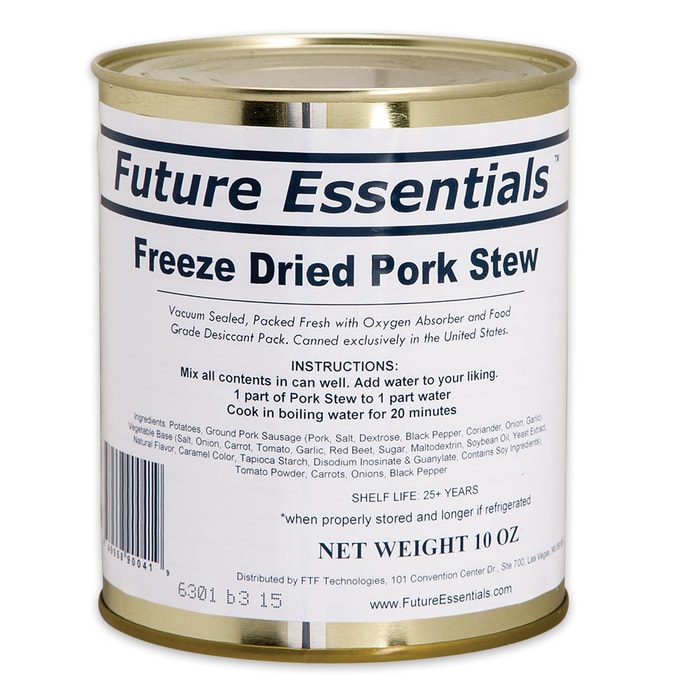 Future Essentials 10-oz Freeze-Dried Pork Stew in Vacuum-Sealed Can