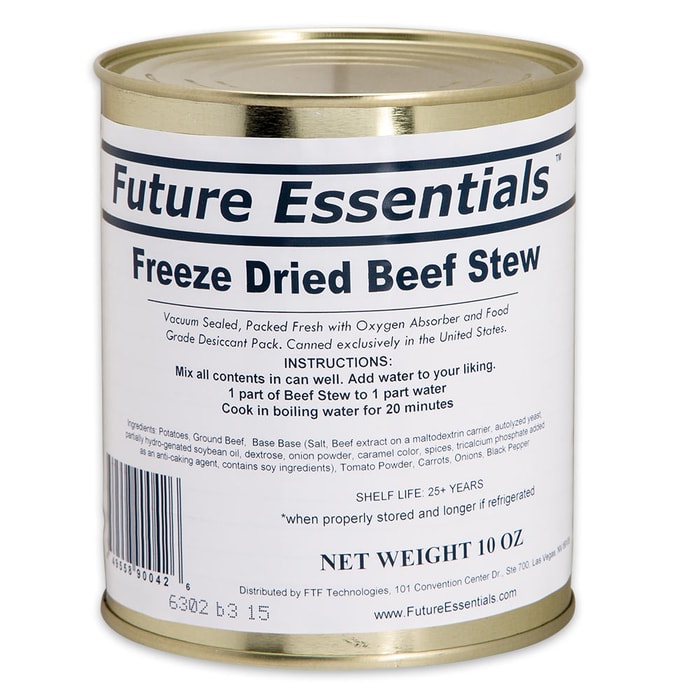 Future Essentials 10 oz. Freeze-Dried Beef Stew in Vacuum-Sealed Can