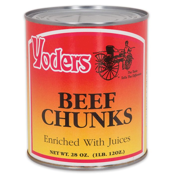 Yoder’s 28 oz Amish-Raised Beef Chunks in Vacuum-Sealed Can