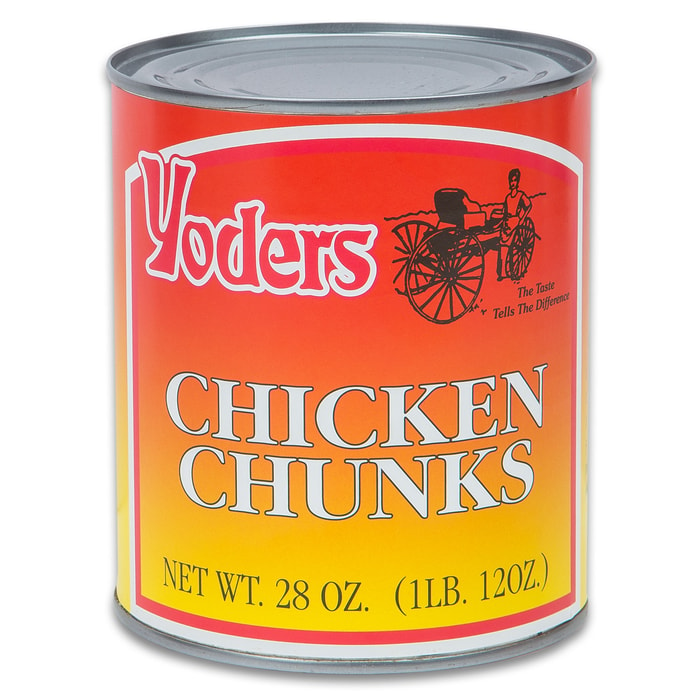 Yoders Chicken Chunks - Fully Cooked, Low-Fat, 10+ Year Shelf-Life, Produced In USA, USDA Inspected - 28 Ounces