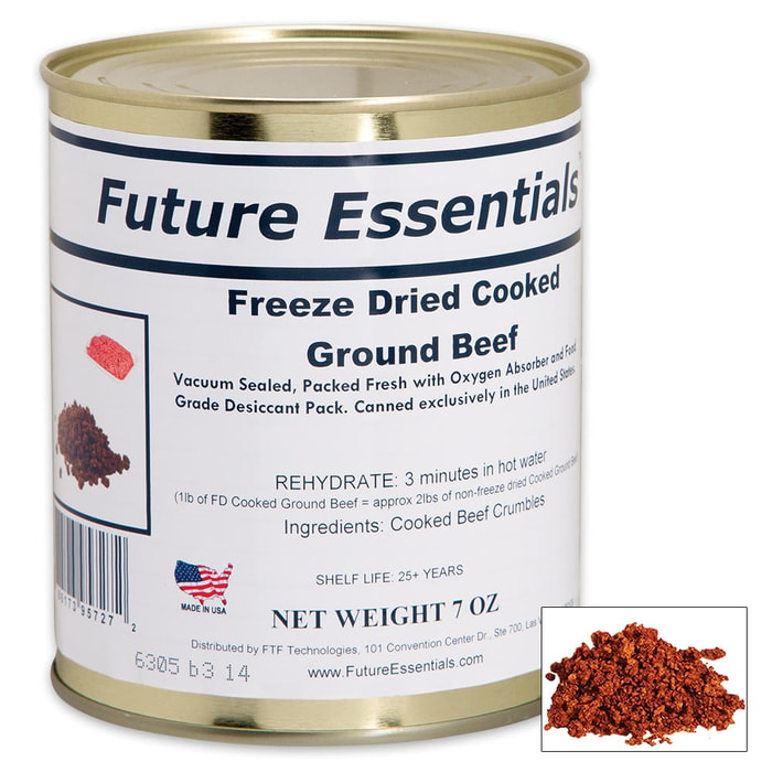 Future Essentials 7-oz Freeze-Dried Ground Beef in Vacuum-Sealed Can