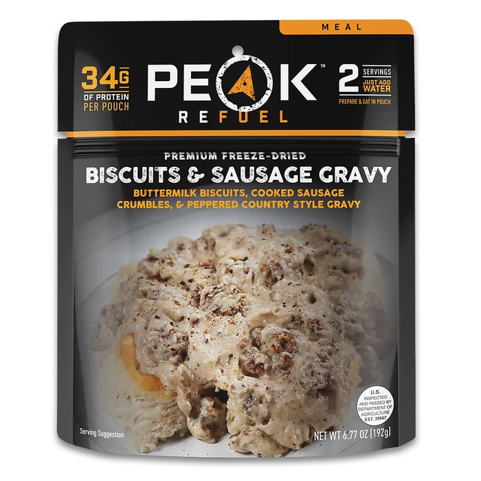 The Peak Refuel Biscuits and Sausage Gravy individual pouch