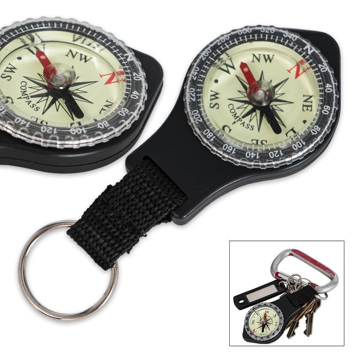 Glow In The Dark Key Ring Compass