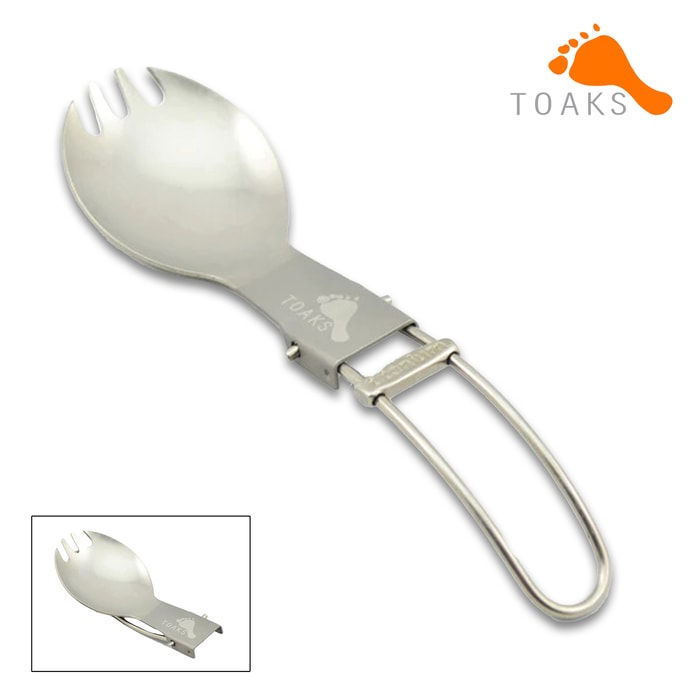 The TOAKS Titanium Folding Spork is compact for camping.