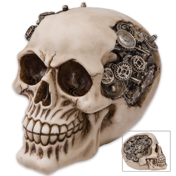 Steampunk Gear Skull Sculpture - "Gizmo Gearhead, the Steamdroid"