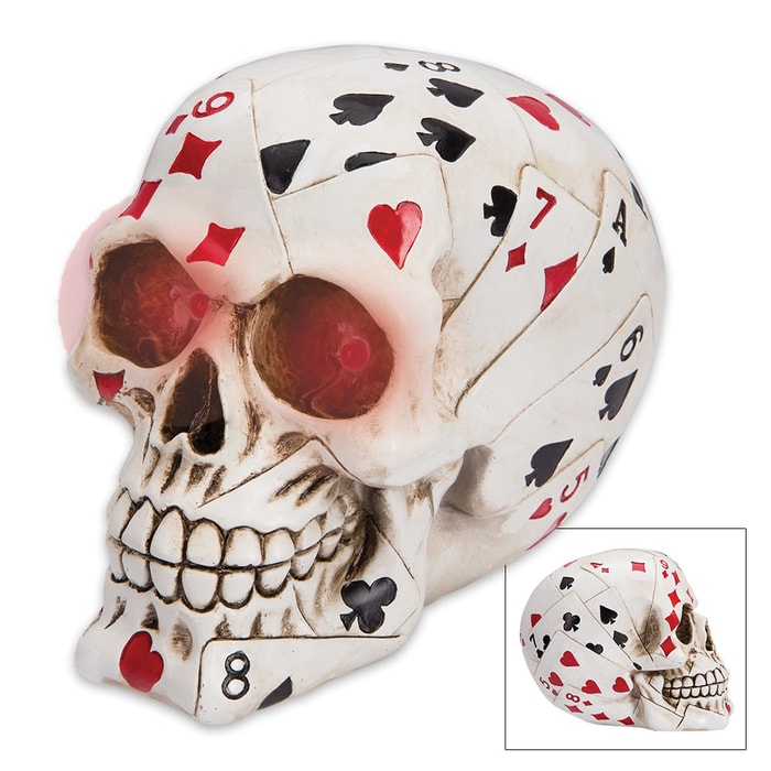 Lucky Bones Poker Face Skullpture
