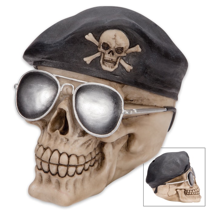 Bones And Beret Ranger Skullpture - Coin Bank