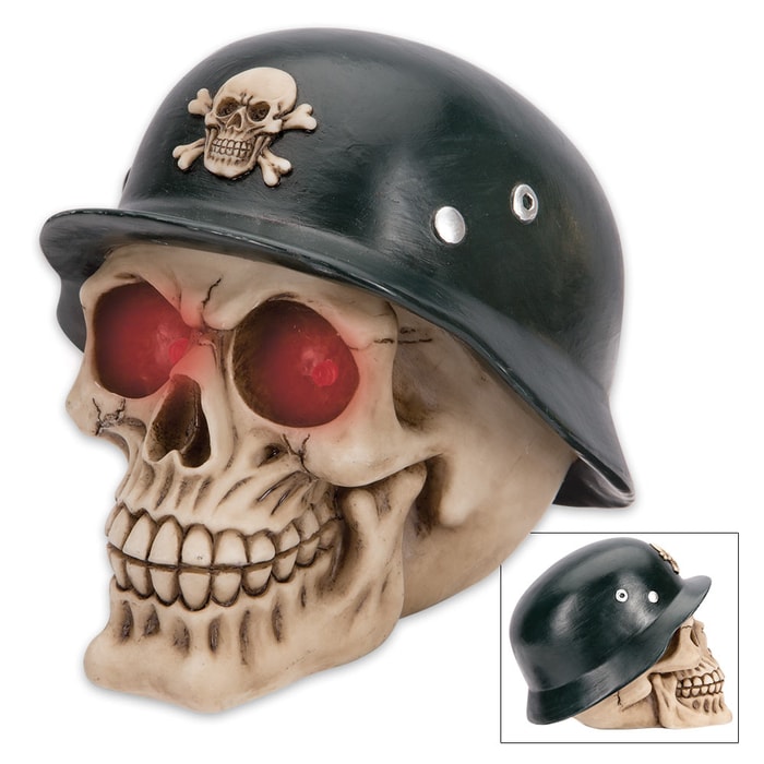 Herr Bones Soldier Skullpture - LED Lights