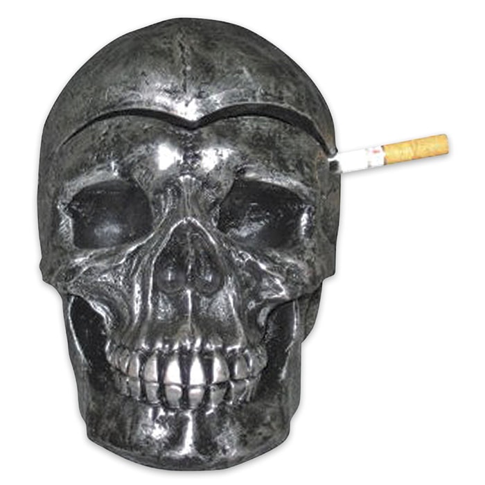 "Death Defying" Skull Ashtray / Storage Sculpture with Cover