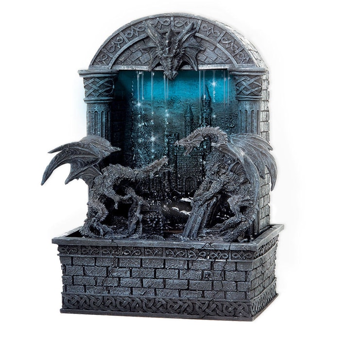 Twin Dragon Water Fountain with Light